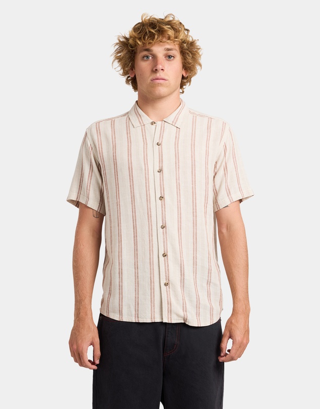 RVCA - Mens Beat Stripe Short Sleeve Shirt