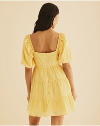 Atmos&Here - Micky Puff Sleeve Tiered Mini Dress