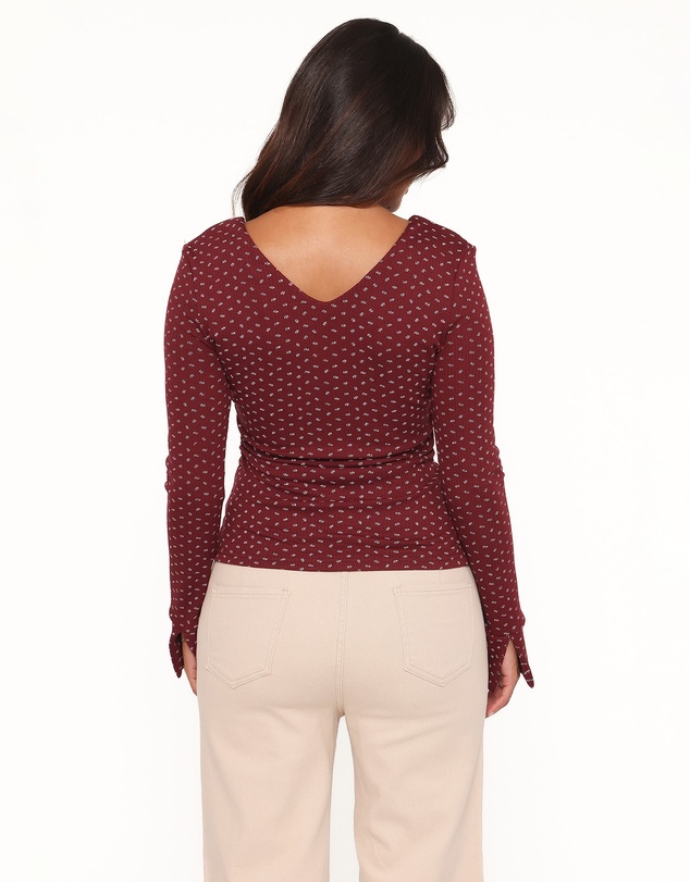 Petal & Pup - Brooklyn Crossover Top - Burgundy Floral
