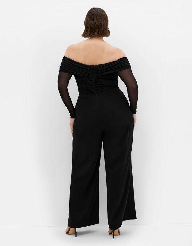 City Chic - Plus size Lana Off Shoulder Jumpsuit - black