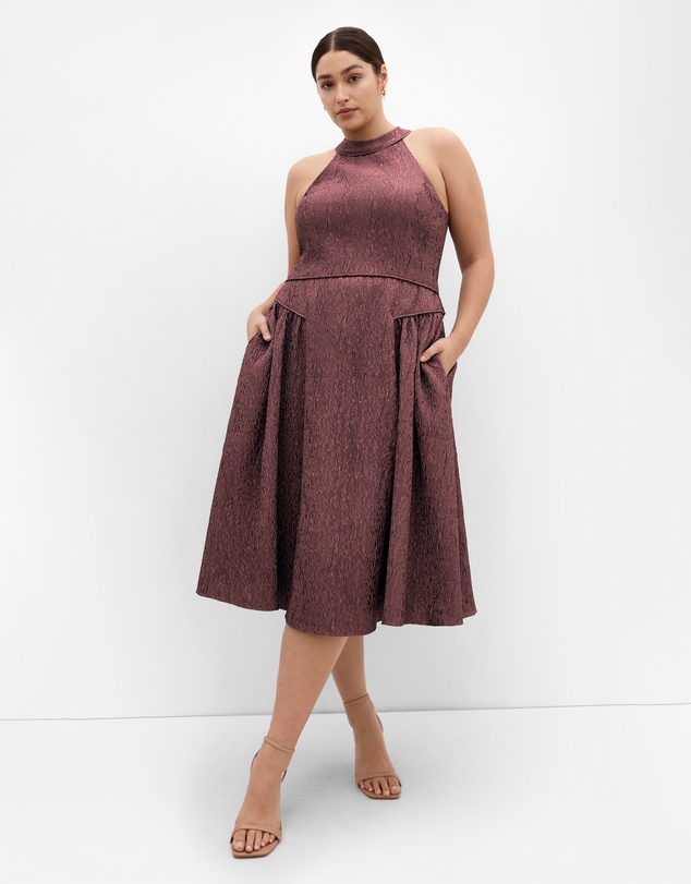 City Chic - Halter Jacquard Midi Dress