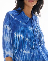 THE TALES - Ibiza Sky Silk Fringed Shirt