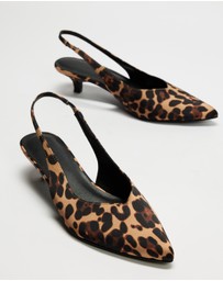 Atmos&Here - Vivienne Leopard Print Sling Back Kitten Heels