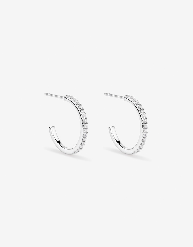 Michael Hill - Half Hoop Stud Earrings with Cubic Zirconia in Sterling Silver