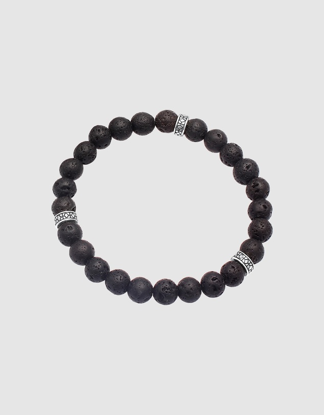 Kuzzoi - ICONIC EXCLUSIVE - Lava Stone Bracelet with Oxidised Silver Elements