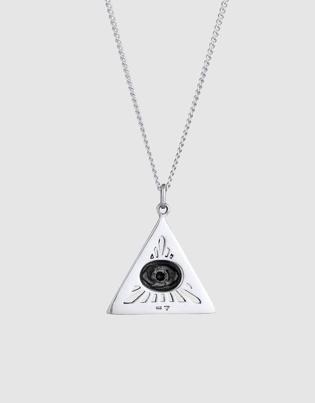 Kuzzoi - ICONIC EXCLUSIVE - Long Necklace with Evil Eye Pendant in Oxidised 925 Sterling Silver