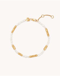 Astrid & Miyu - Pearl and Molten 18ct Gold Plated Bracelet