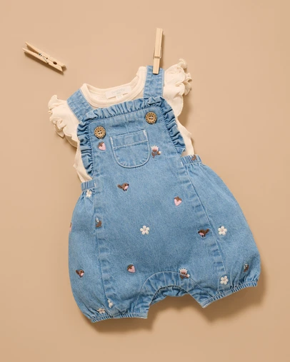Purebaby - Broderie Overall Set-Kids-Babies
