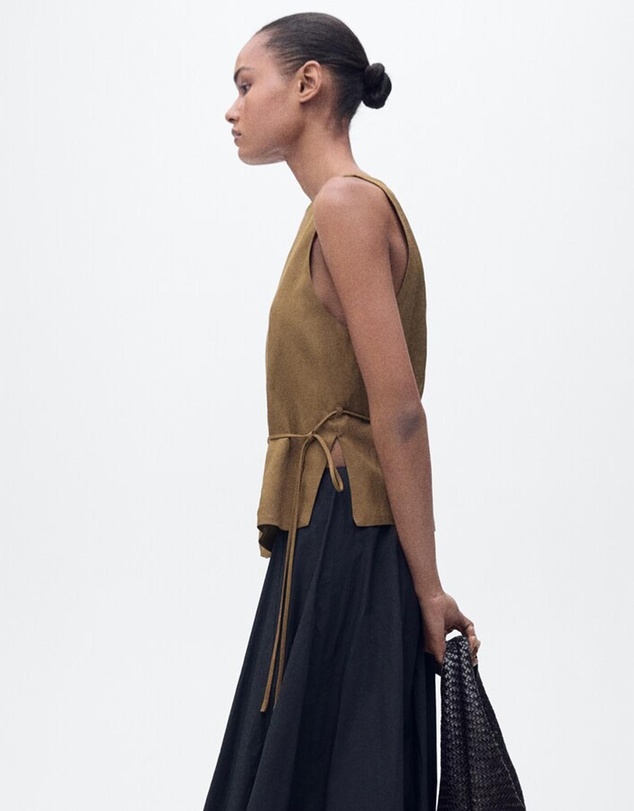 M.N.G - Moskito Linen-Blend Top With Bow
