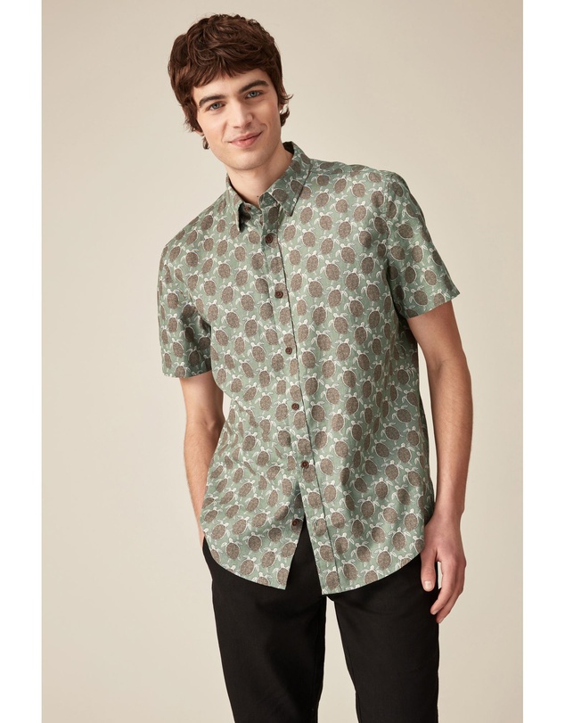 NEXT - Linen Blend Printed Short Sleeve Shirt
