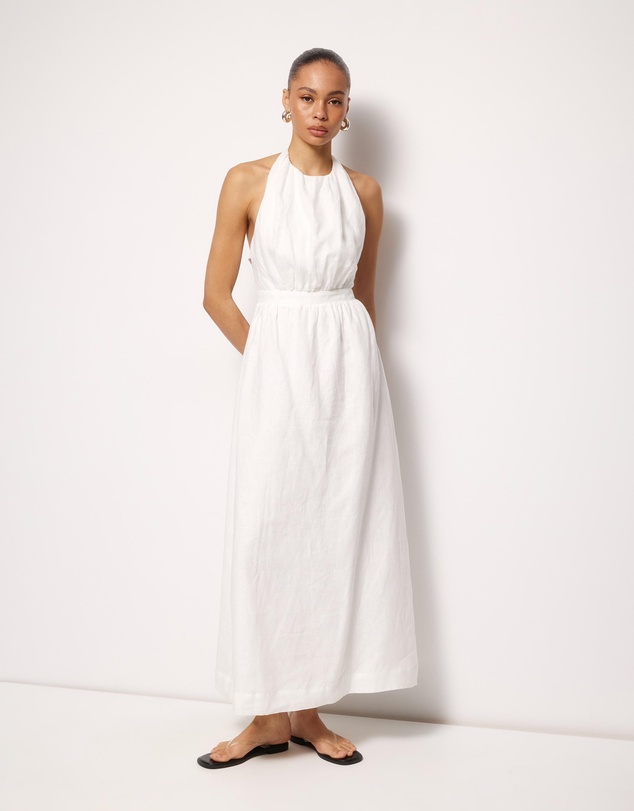 AERE - Tali Linen Cross Back Midi Dress