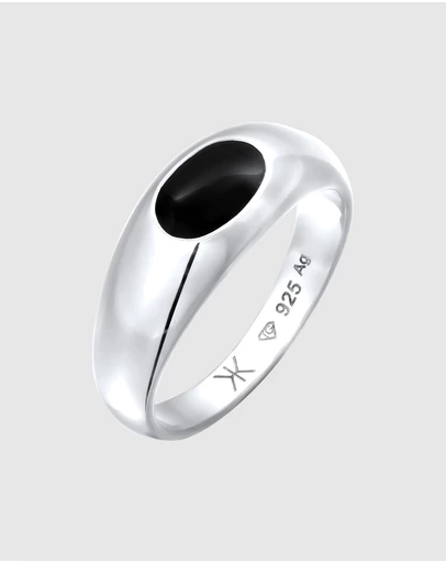 Kuzzoi - ICONIC EXCLUSIVE - Enamel Signet Ring in 925 Sterling Silver