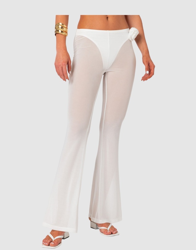EDIKTED - Flo Sheer Mesh Flared Pants