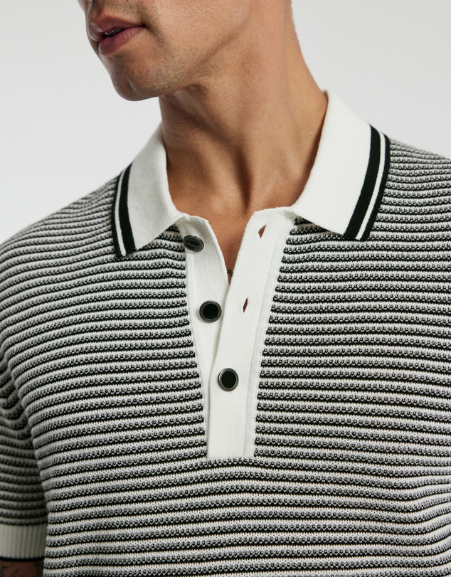 Calibre - Textured Stripe Knit Polo Grey