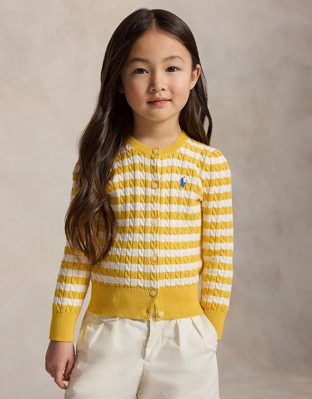 Polo Ralph Lauren - Striped Mini-Cable Cotton Cardigan - Kids