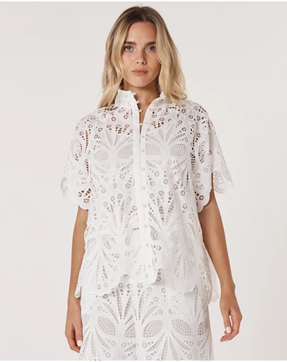 Fate + Becker - Elara Broderie Blouse