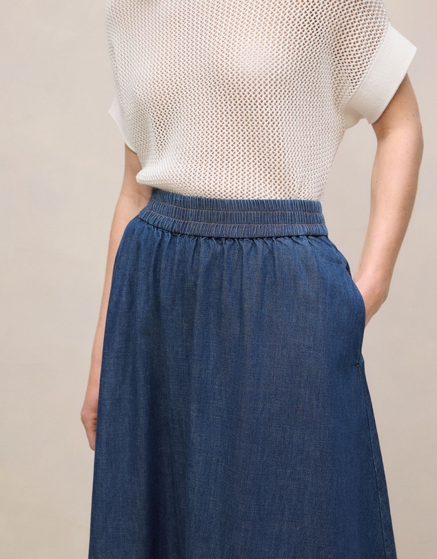 Trenery - Soft Denim Skirt in Mid Blue