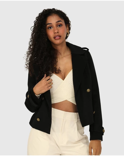 Belle & Bloom - Better Off Military Peacoat - Black