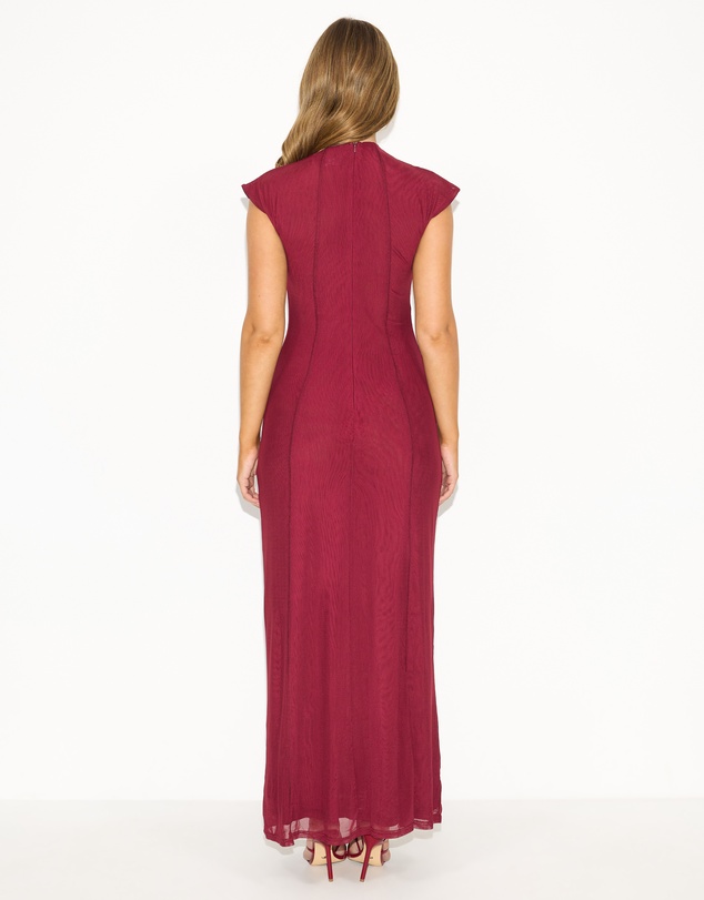 Dazie - Premiere Mesh Cap Sleeve Maxi Dress
