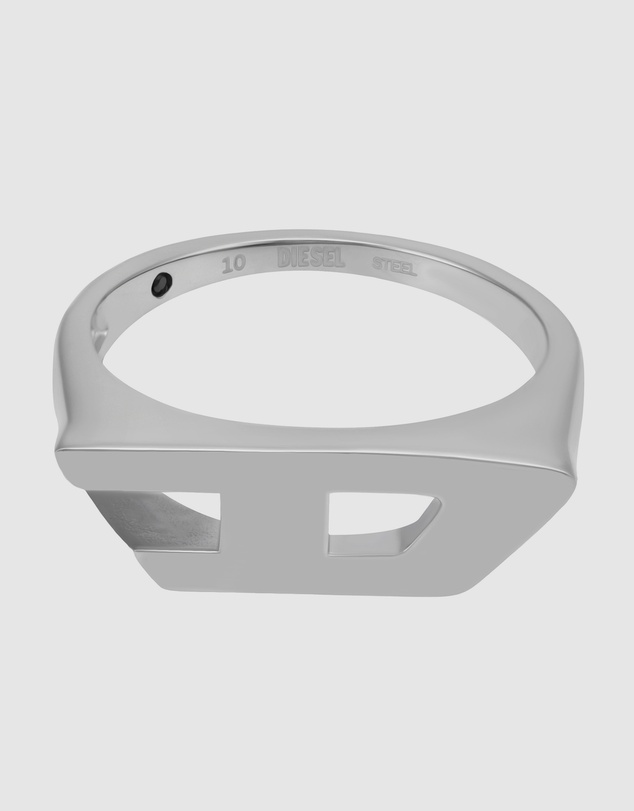 Diesel - D Logo Silver tone Signet Ring