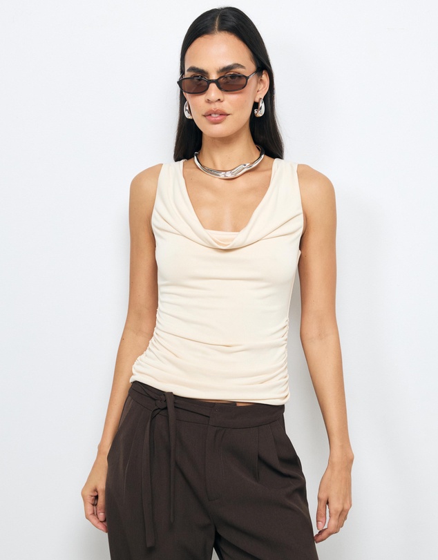 AERE - Cupro Cowl Neck Top