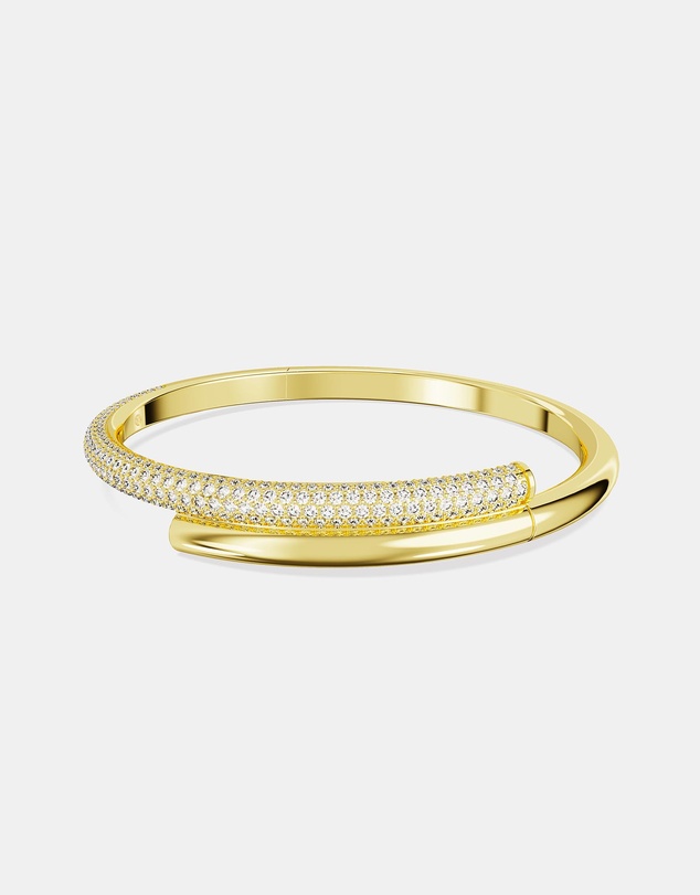 Swarovski - Dextera bangle, Magnetic closure, White, Gold-tone plated