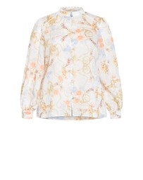 City Chic - Plus size Clover Opulent Print Shirt - ivory