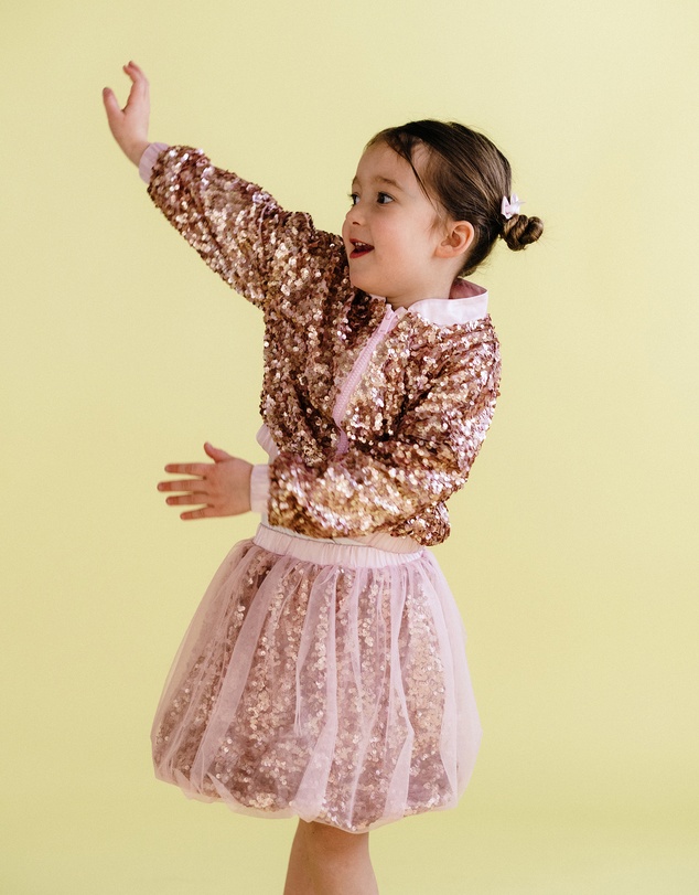 Rock Your Kid - Rebel Sequin Bomber Jacket in Champagne