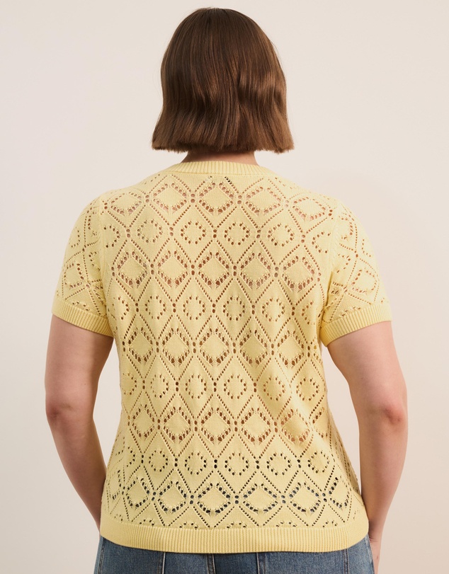 Atmos&Here Curvy - Hani Short Sleeve Open Knit Cardigan