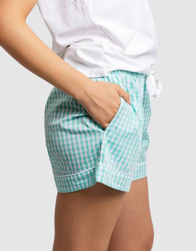 Sant And Abel - Women's Hepburn Gingham Mint Boxer Shorts