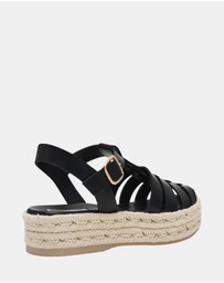 Steve Madden - Marlin Black Leather Sandals