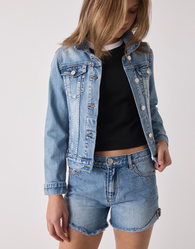 Decjuba Kids - Abbie Rolled Cuff Denim Shorts - Kids-Teens