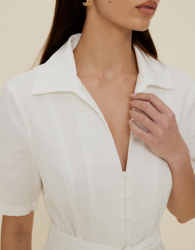 The Fated - Claudia Linen Blend Midi Dress