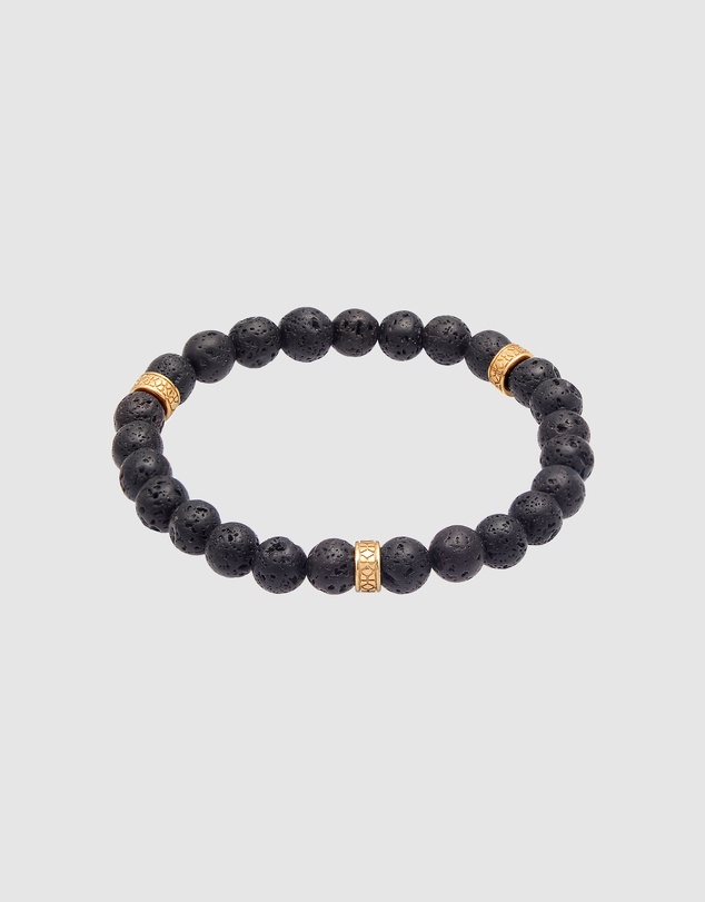 Kuzzoi - ICONIC EXCLUSIVE - Lava Stone Bracelet with Gold-Plated Silver Elements