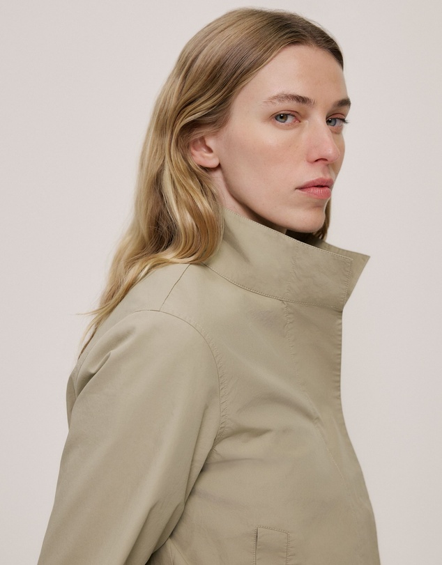 Trenery - Funnel Neck Bomber Jacket in Olive Brown