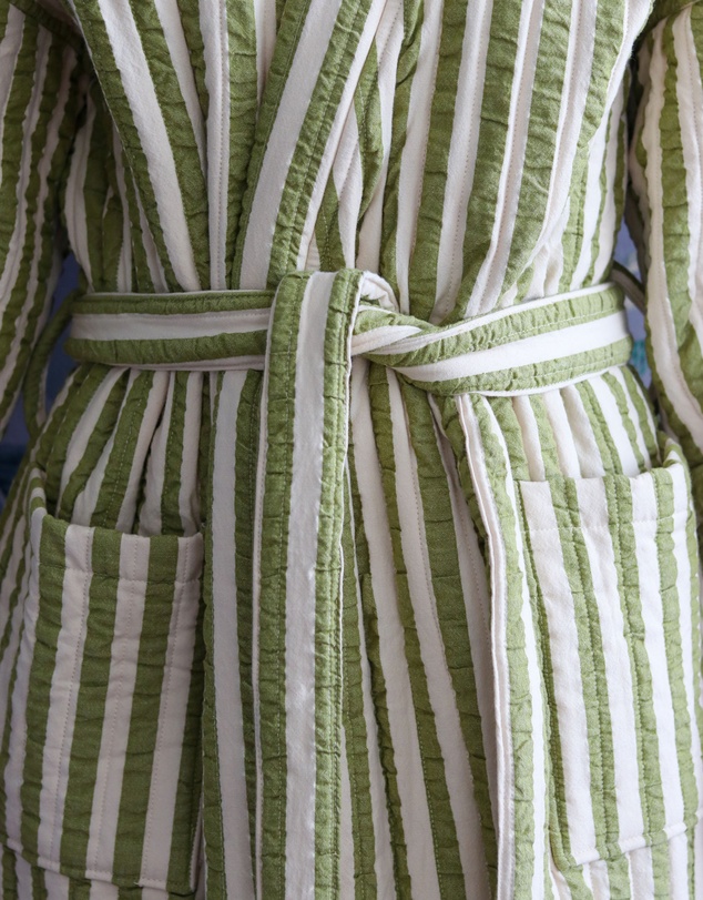 Mosey Me - Seersucker Stripe Quilted Robe