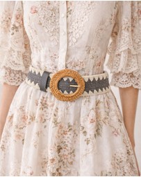 Miz Casa and Co - Black and Cream Rattan Woven Belt