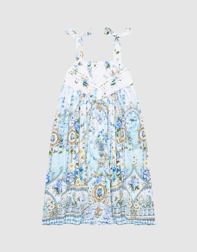 Camilla - Tie Strap Maxi Dress With Pintucks - Kids-Teens