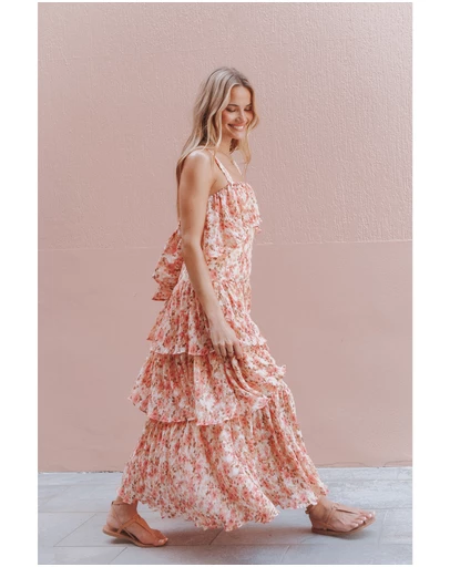 Petal & Pup - Everleigh Midi Dress - Pink Green Floral