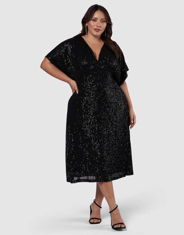 Pink Dusk by Curve Project - Want you Sequin Midi Dress
