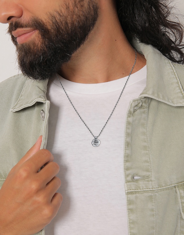 Kuzzoi - ICONIC EXCLUSIVE - Ancient Coin Pendant Necklace in Oxidised 925 Sterling Silver