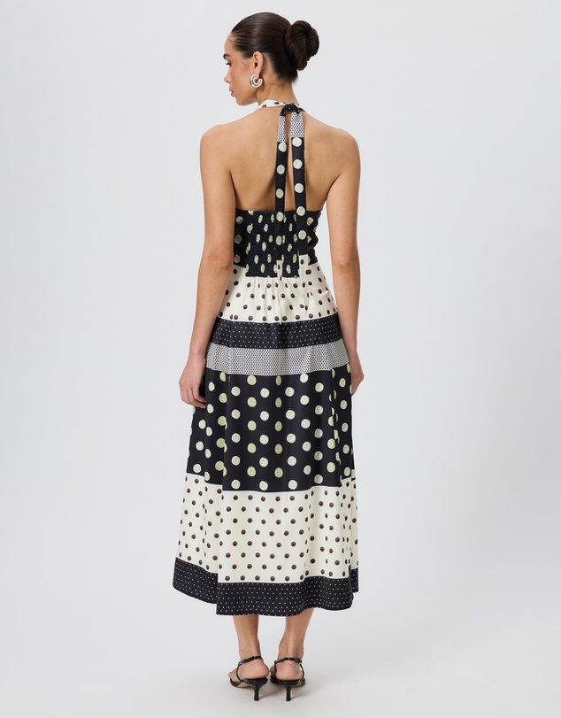Tussah - Liza Polka Dot Satin Halter Dress