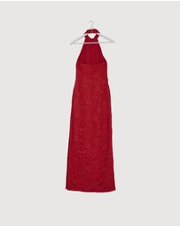 Revibe - Repaired CHANCERY Lara Lace High Neck Halter Maxi Dress - AU 8