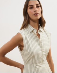 Atmos&Here - Ava Stripe Mini Fit And Flare Dress