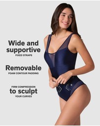 Leonisa - Padded Cup Shaping Swimsuit With Mesh Plunge