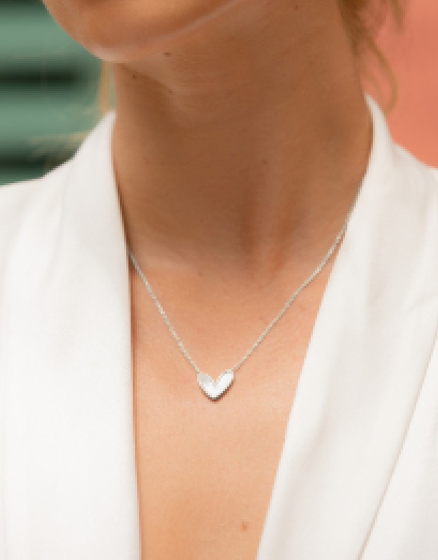 Mestige - Pearl Heart Necklace - Silver Plated