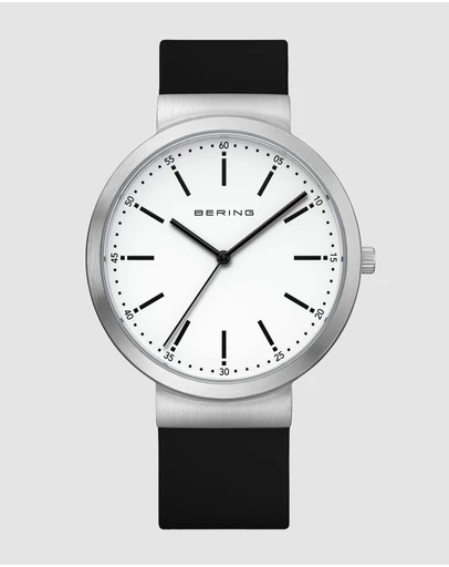 Bering - Bering Gents 41mm White Dial Black Silicon Strap Watch