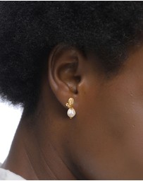 Elli Jewelry - Earrings Stud Pearl Flower 925 Sterling Silver Gold-Plated