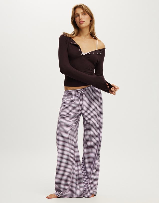 Cotton On Body - Super Soft Boat Neck Henley Long Sleeve Top