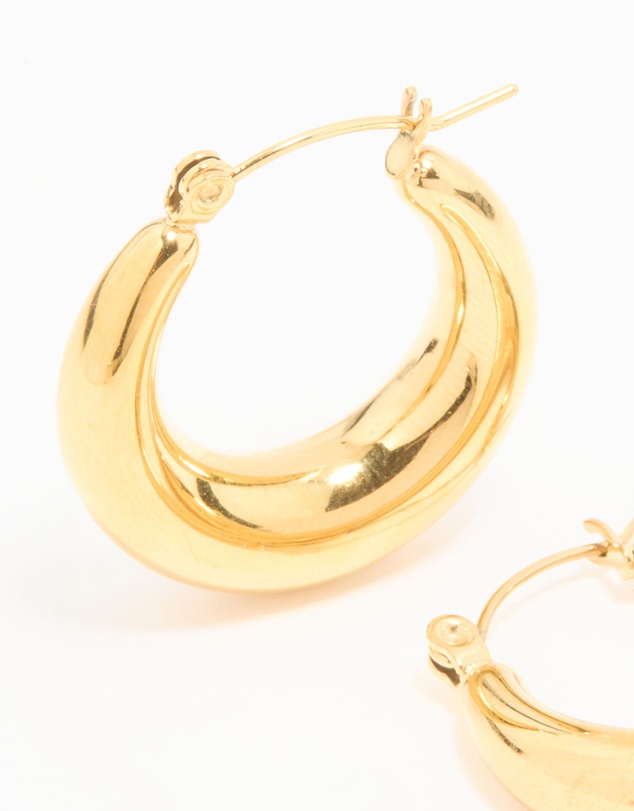 Lovisa - Waterproof Gold Plated Stainless Steel Small Chunky Hoop Earrings
